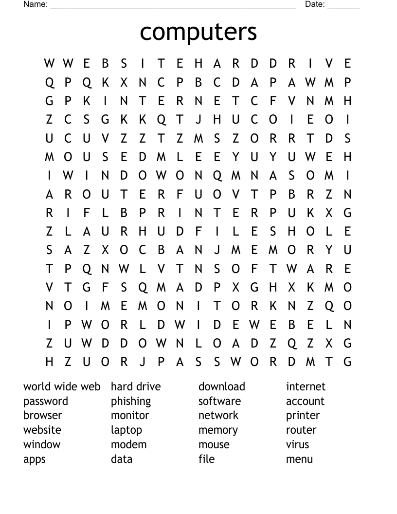 computers Word Search
