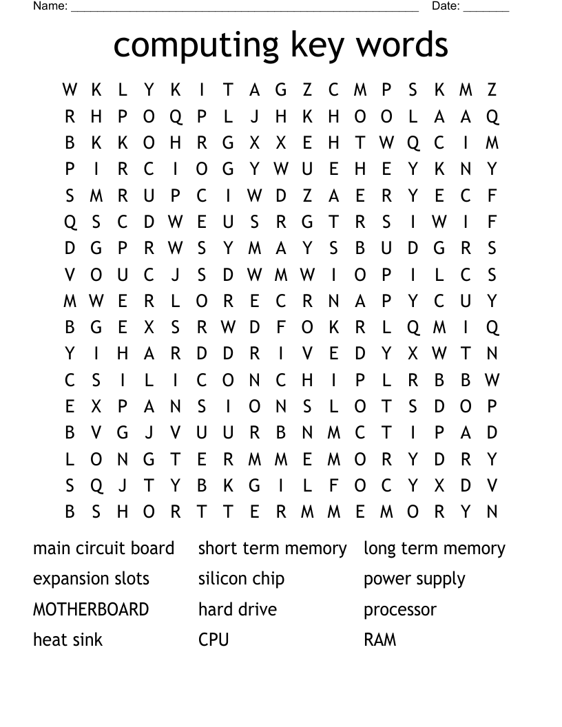 computing key words Word Search