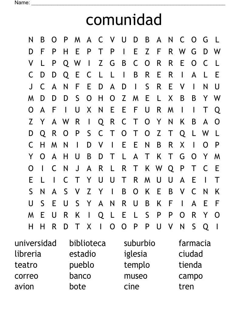 comunidad Word Search