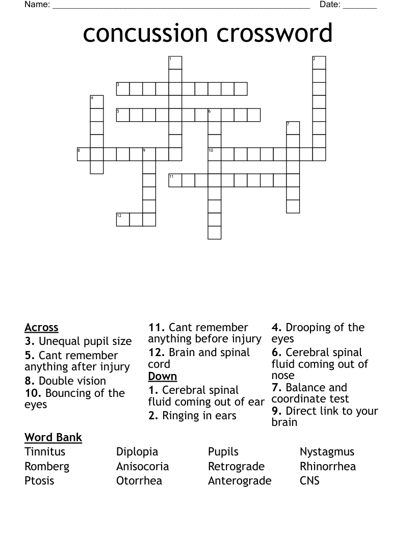 concussion crossword