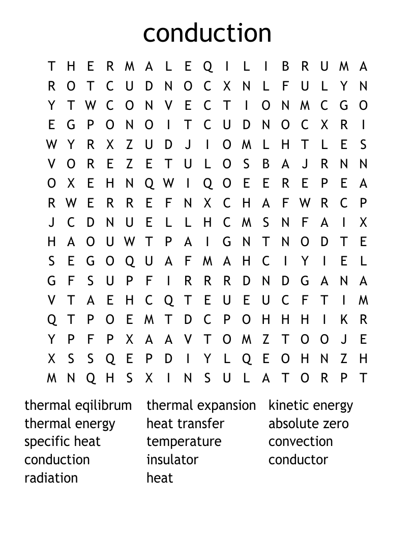 conduction Word Search