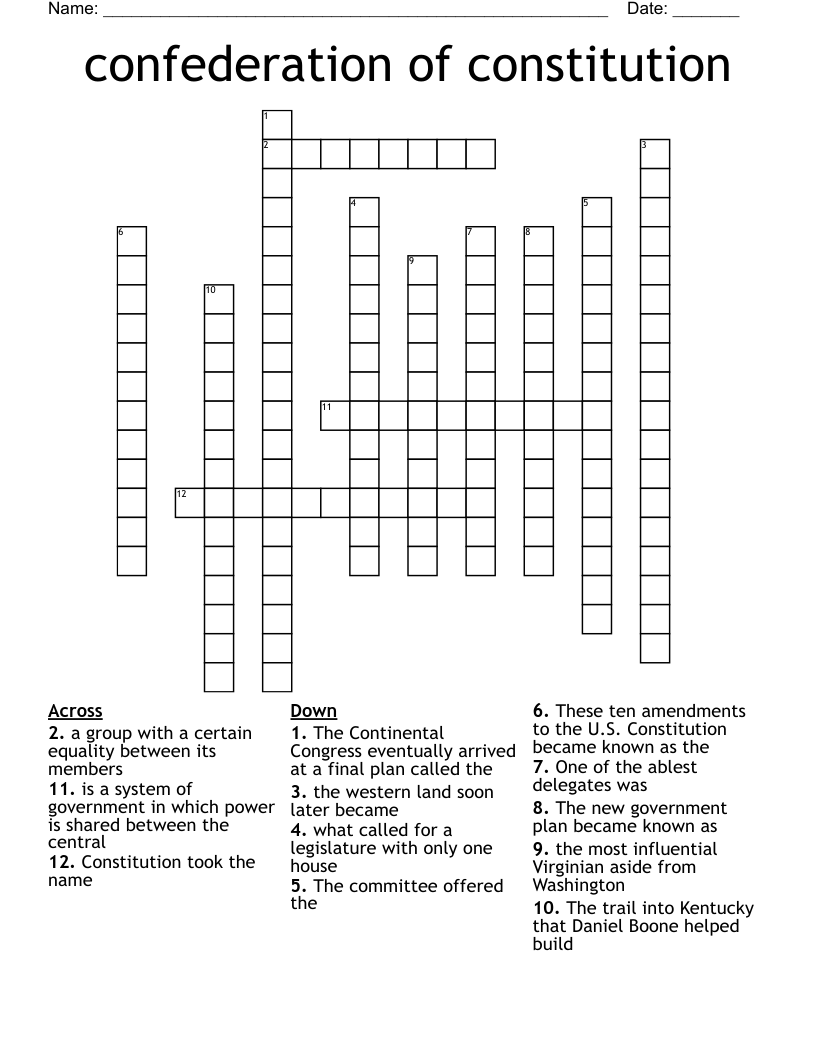 confederation of constitution Crossword