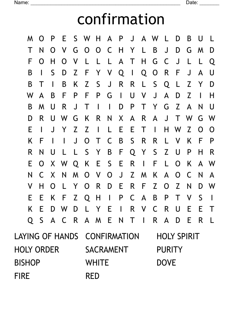 confirmation Word Search