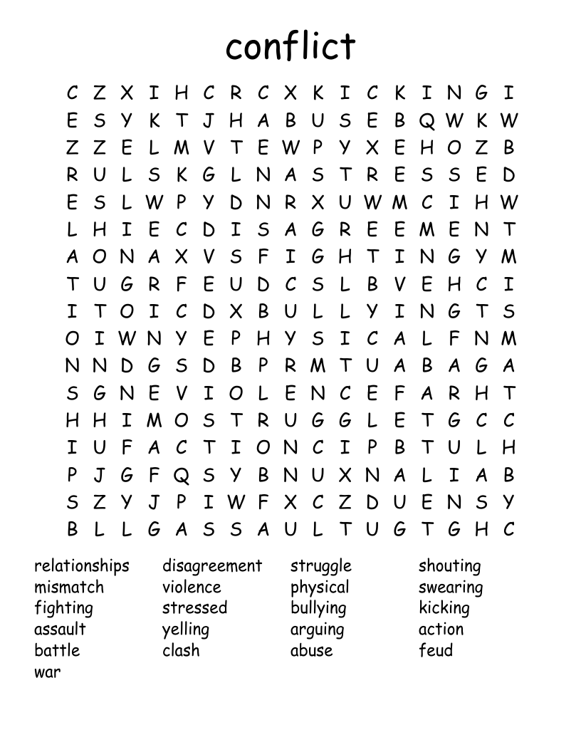 conflict Word Search