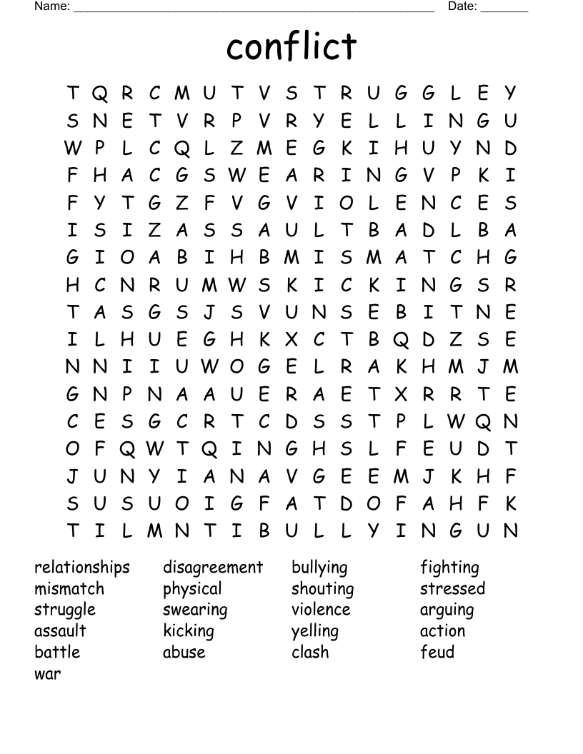 conflict  Word Search