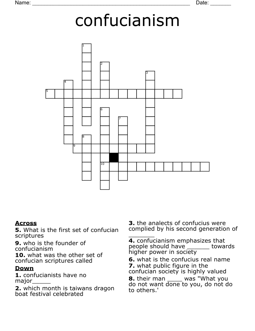 confucianism  Crossword