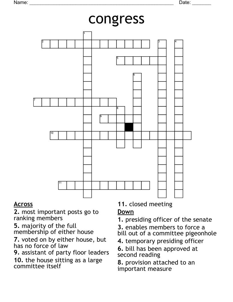 congress Crossword