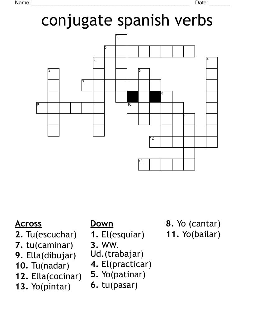 conjugate spanish verbs Crossword