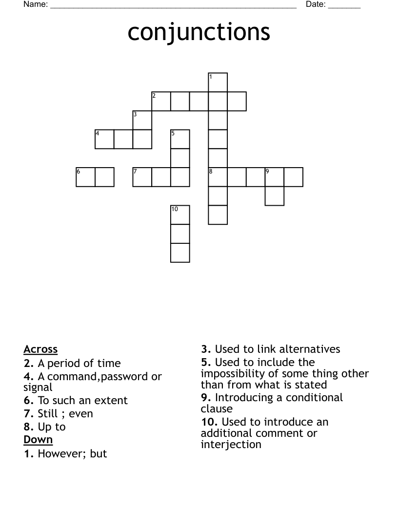 conjunctions  Crossword