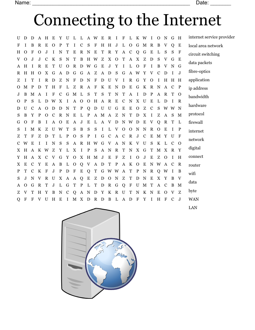 Connecting to the Internet Word Search