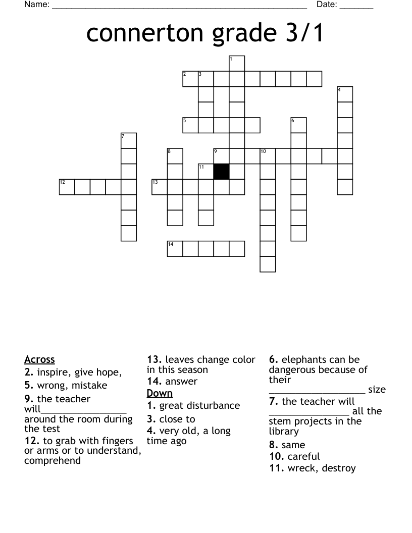 connerton grade 3/1 Crossword