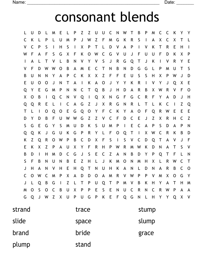 consonant blends Word Search