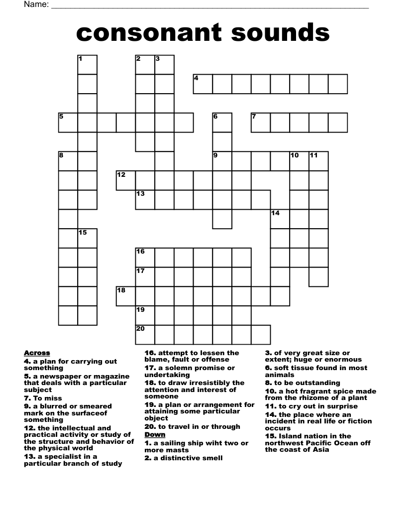 consonant sounds Crossword