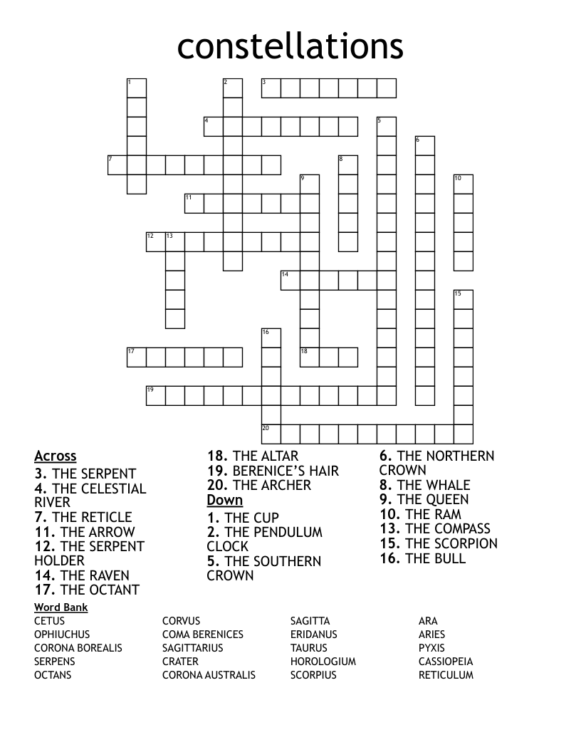 constellations Crossword