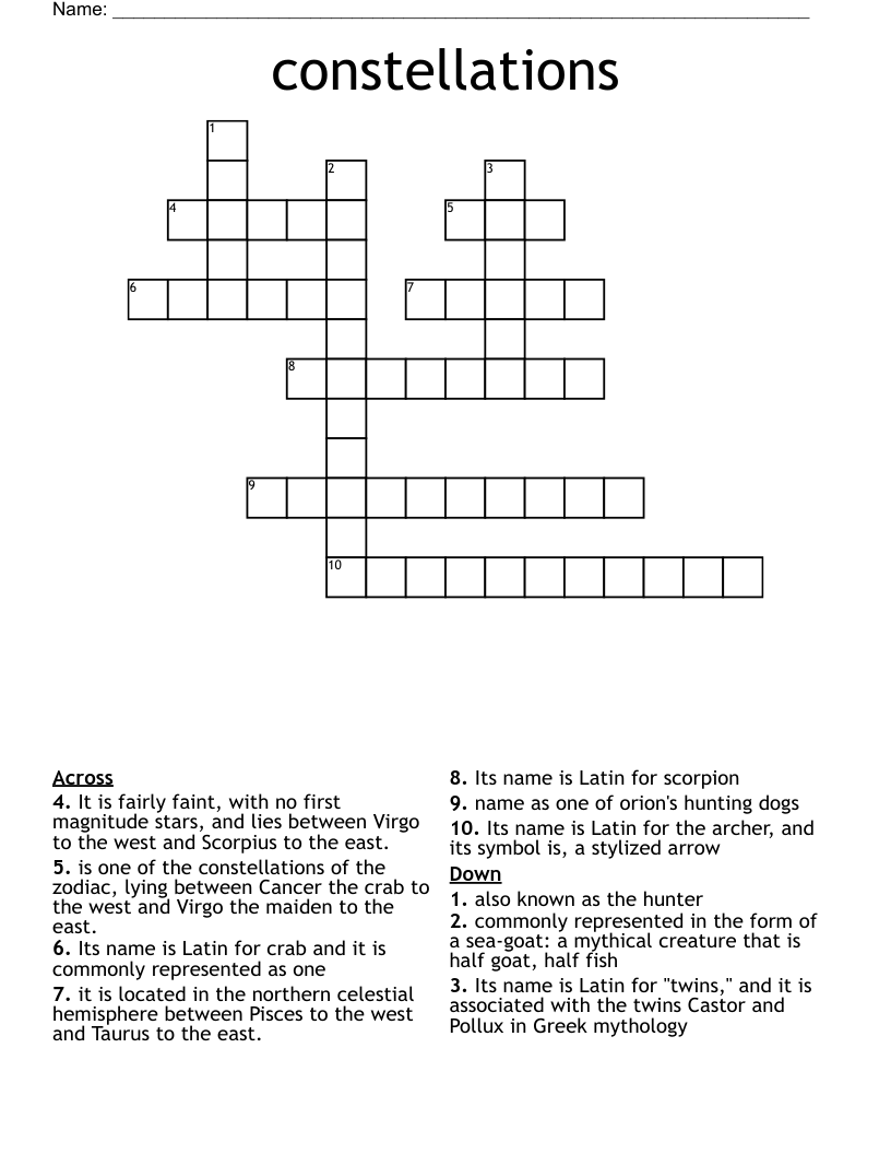 constellations Crossword