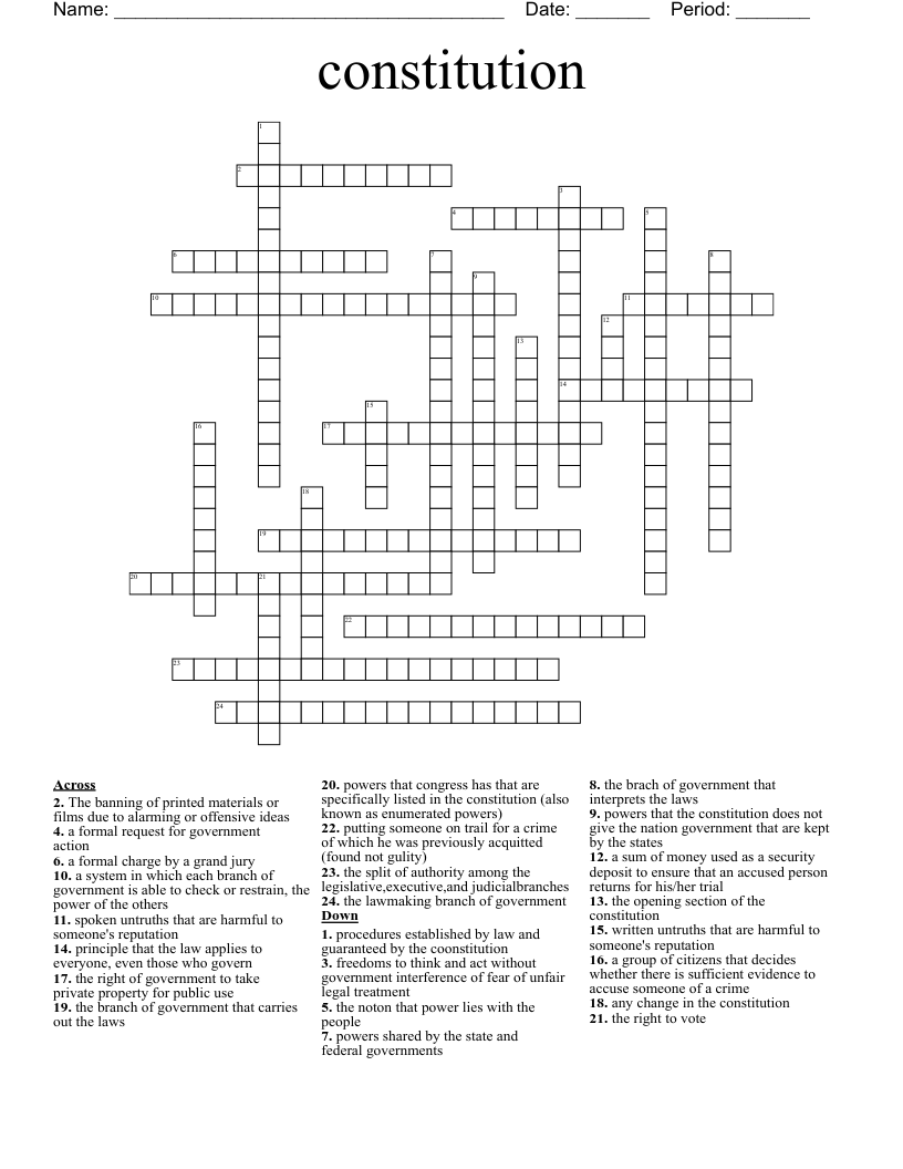 constitution Crossword