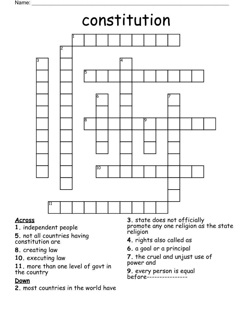 constitution Crossword