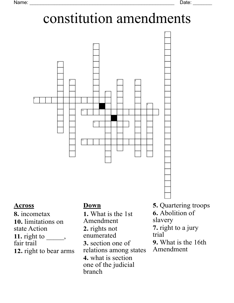 constitution amendments Crossword