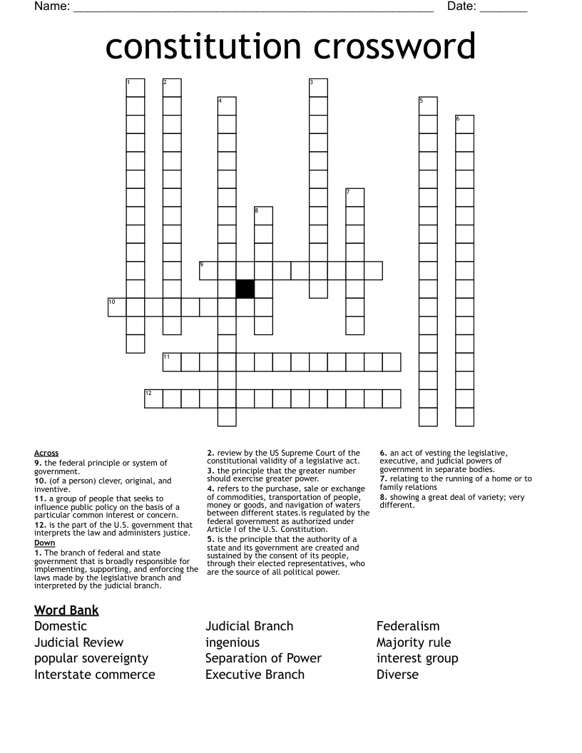 constitution crossword