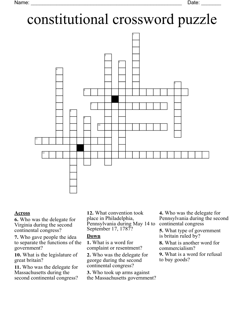 constitutional crossword puzzle 