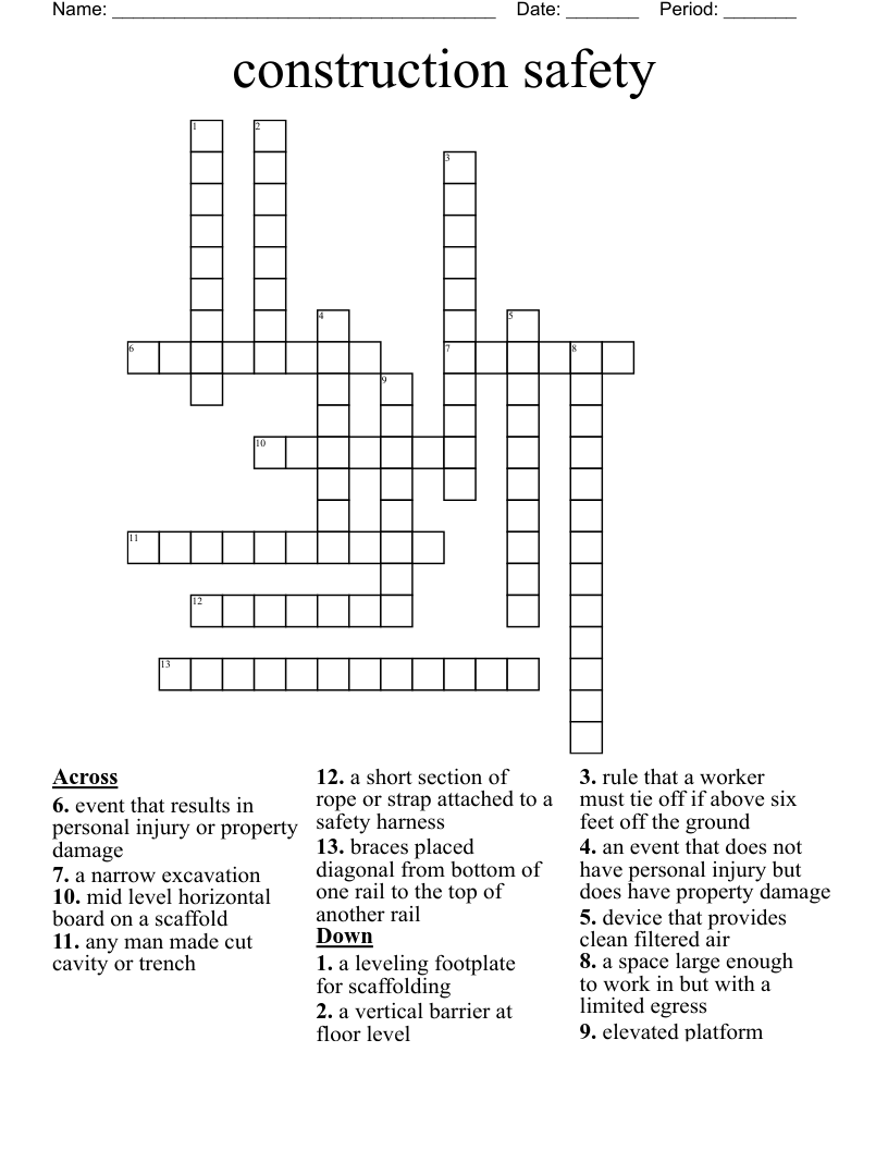 construction safety Crossword