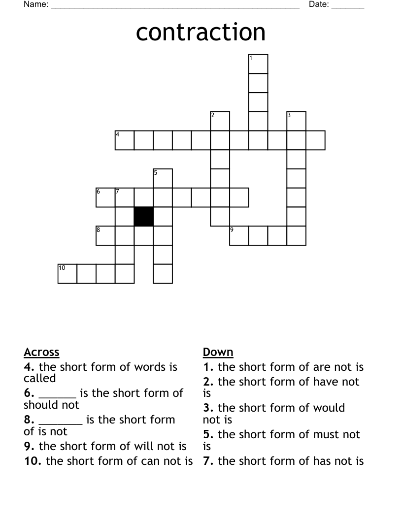 contraction Crossword