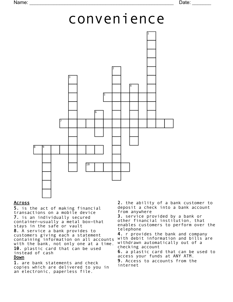 convenience Crossword