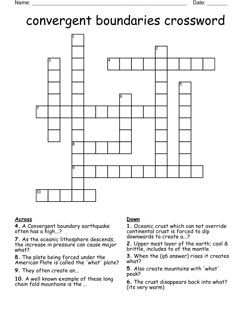 convergent boundaries crossword