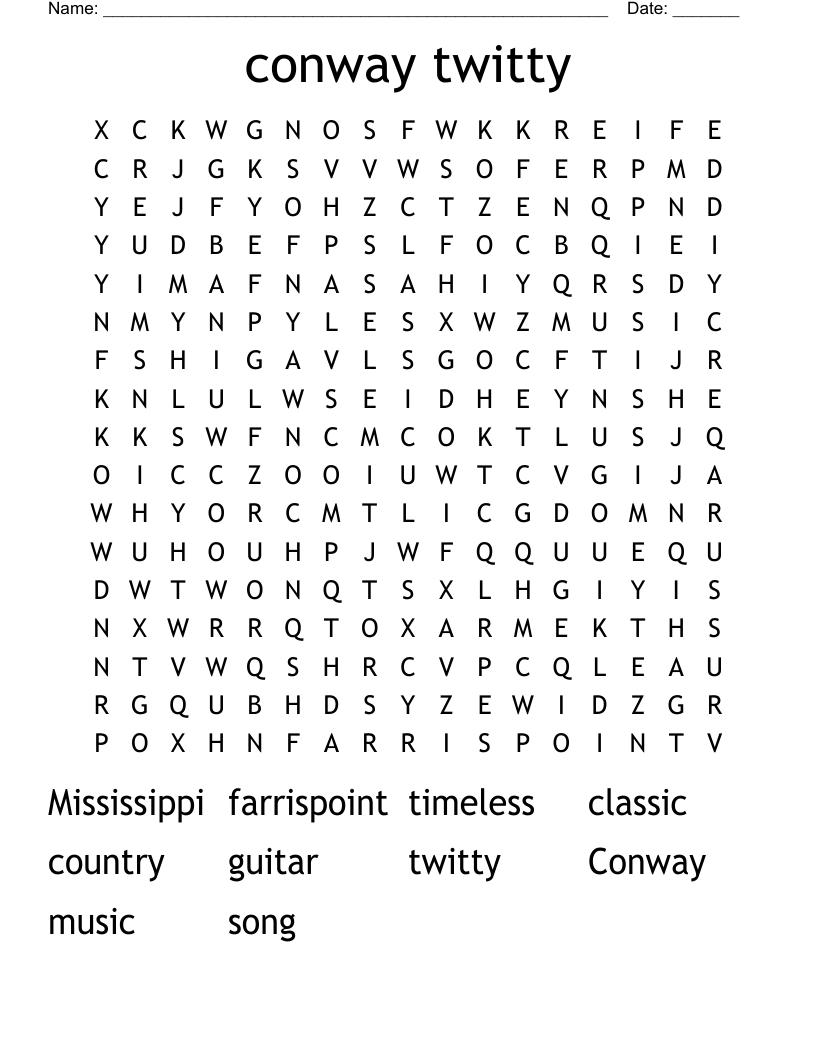 conway twitty  Word Search
