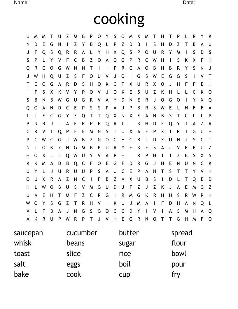 cooking Word Search