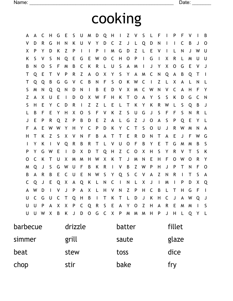 cooking Word Search