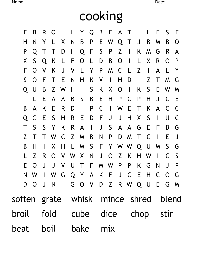 cooking  Word Search