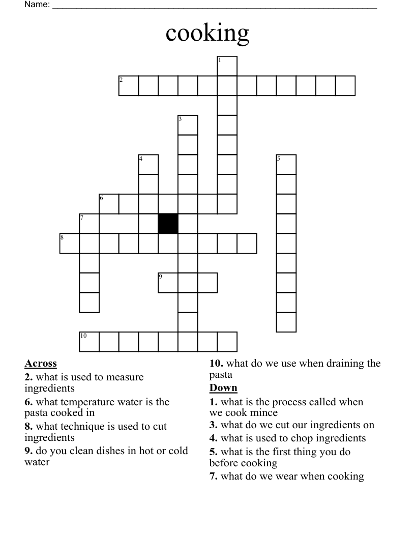 cooking  Crossword