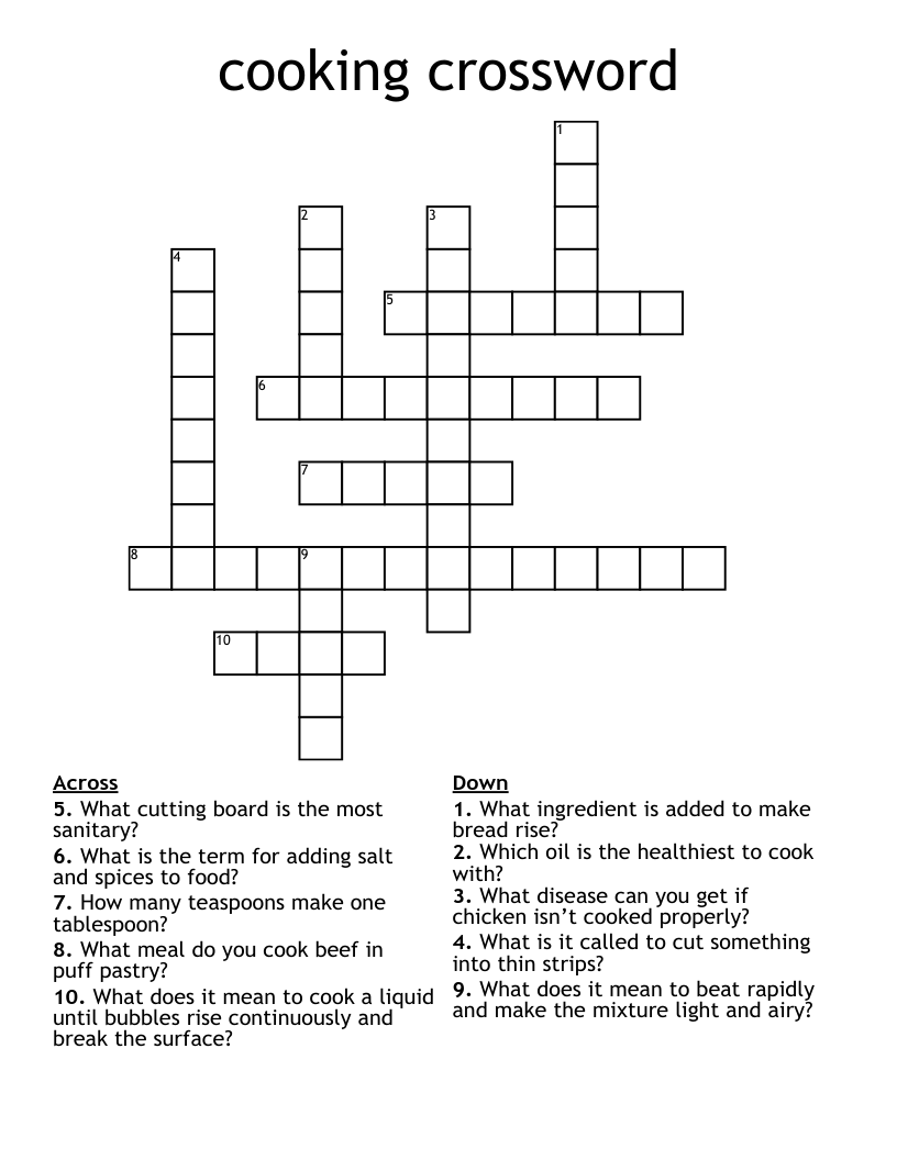 cooking crossword 