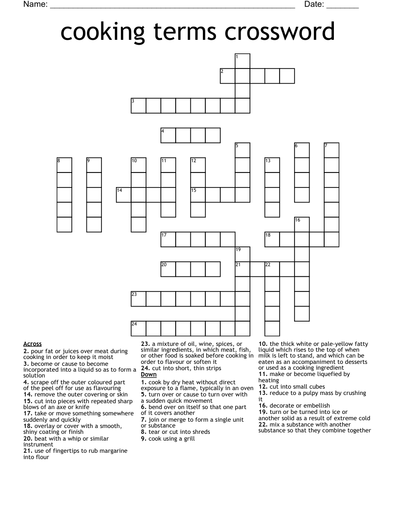 cooking terms crossword