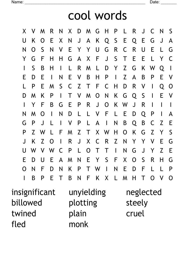 cool words Word Search