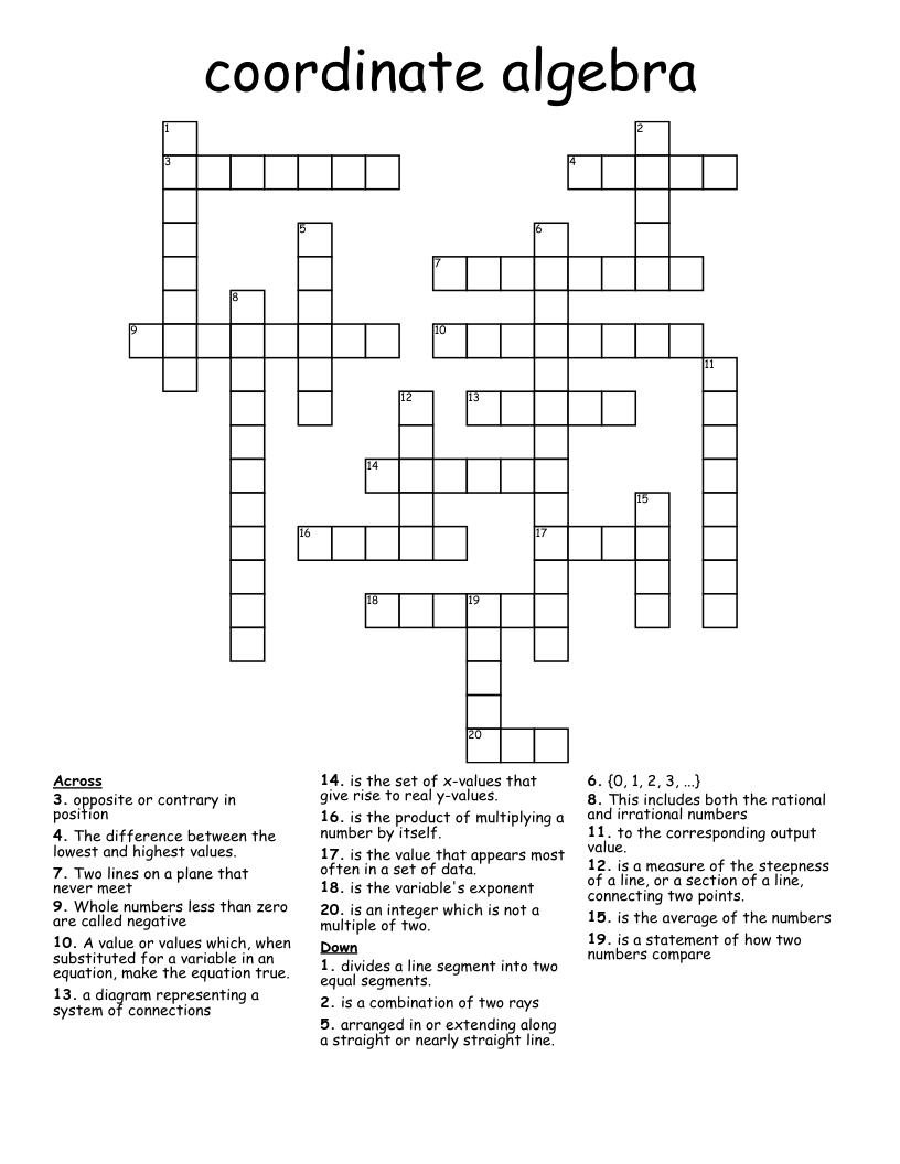 coordinate algebra Crossword