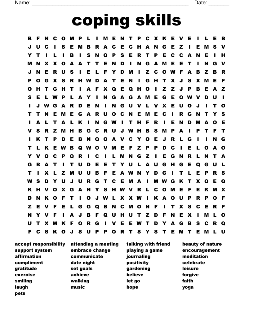 coping skills Word Search
