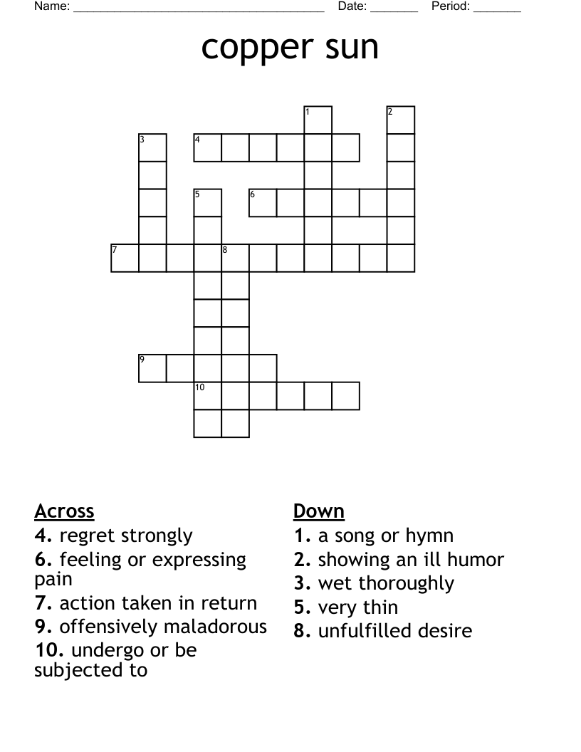 copper sun Crossword