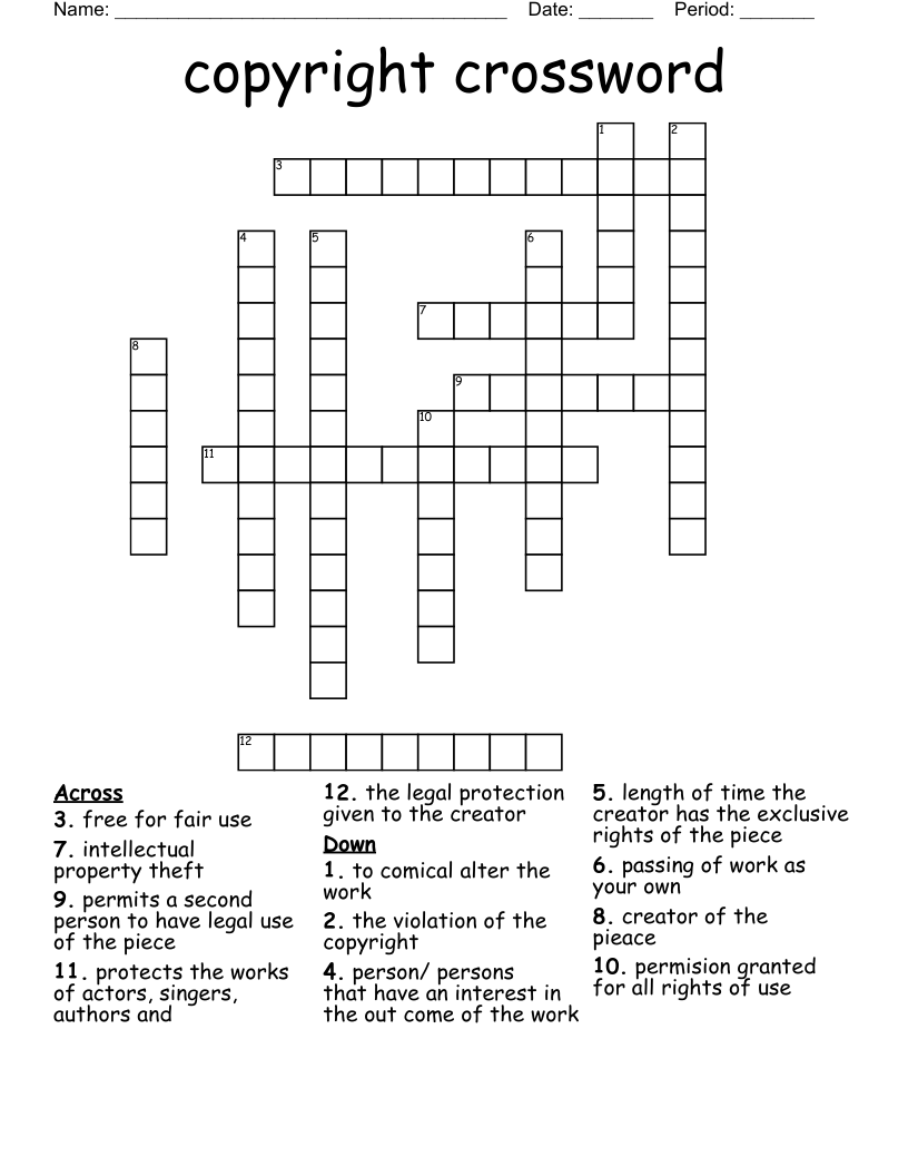 copyright crossword