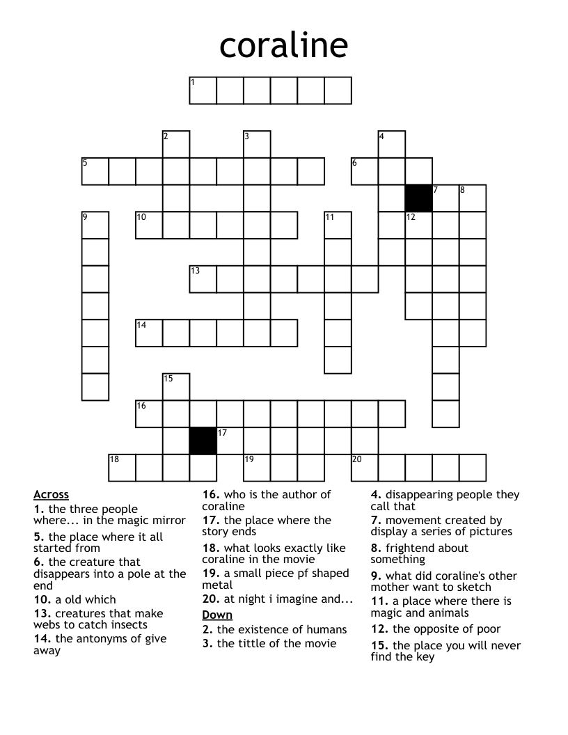 coraline Crossword