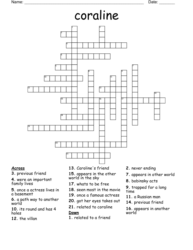 coraline Crossword