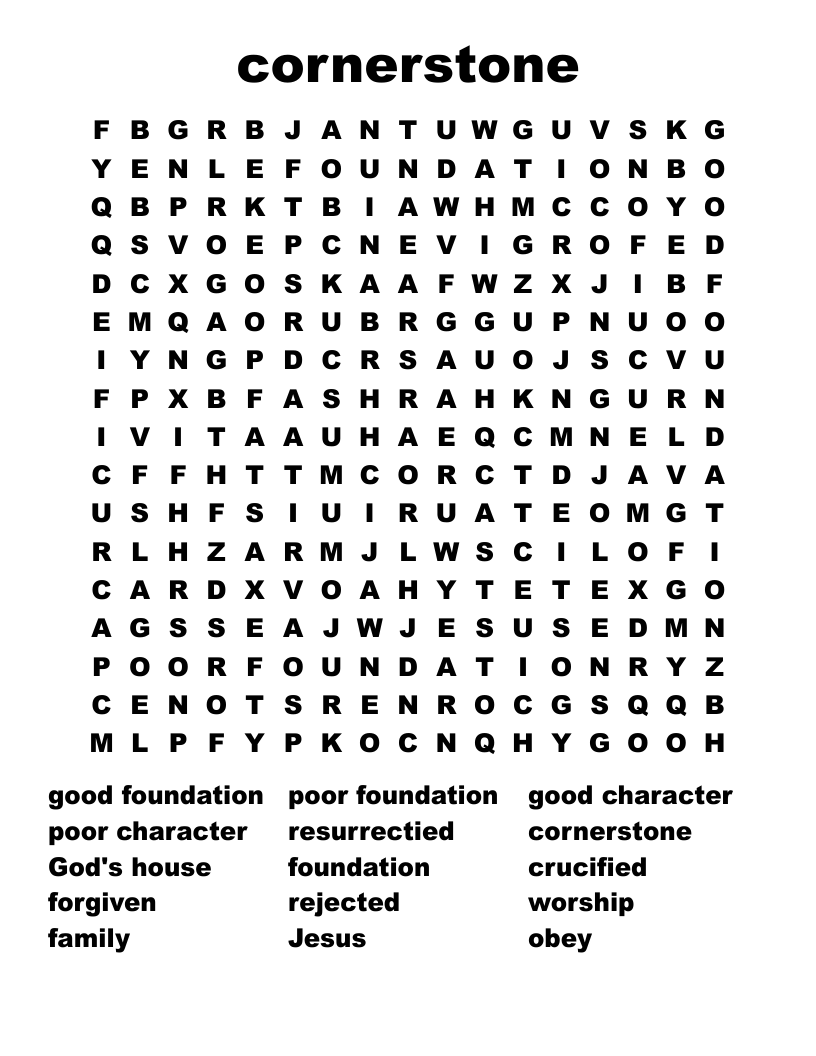 cornerstone  Word Search