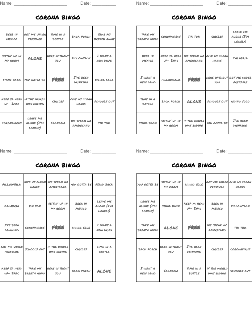 corona bingo