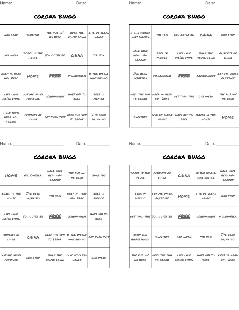 corona bingo