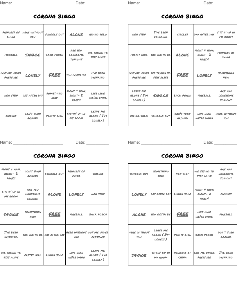 corona bingo 