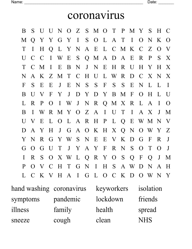 coronavirus Word Search