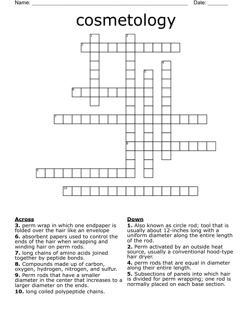 cosmetology Crossword