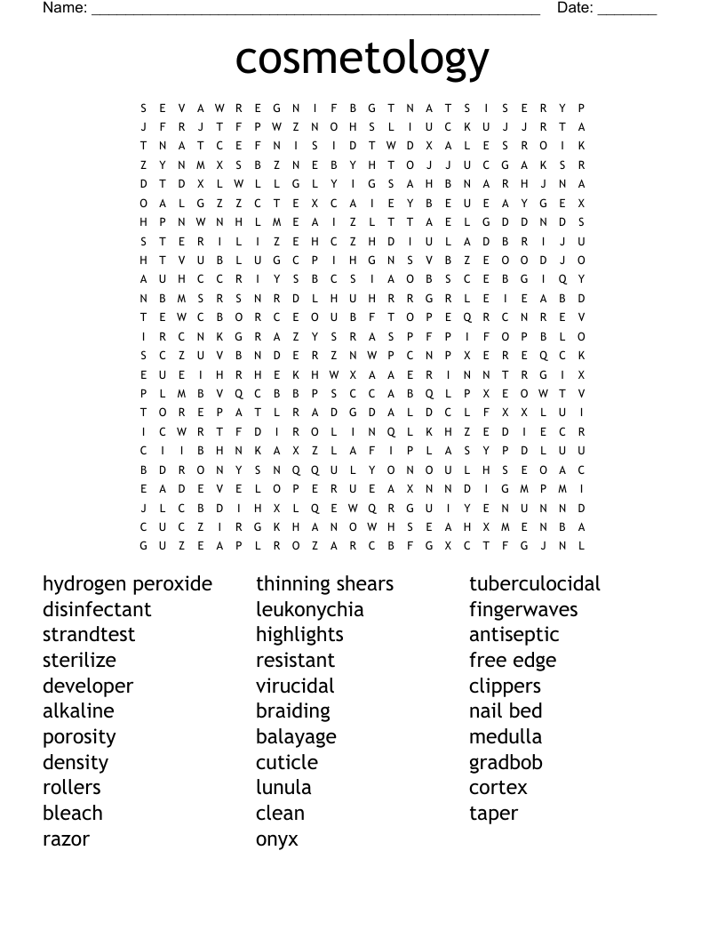 cosmetology Word Search