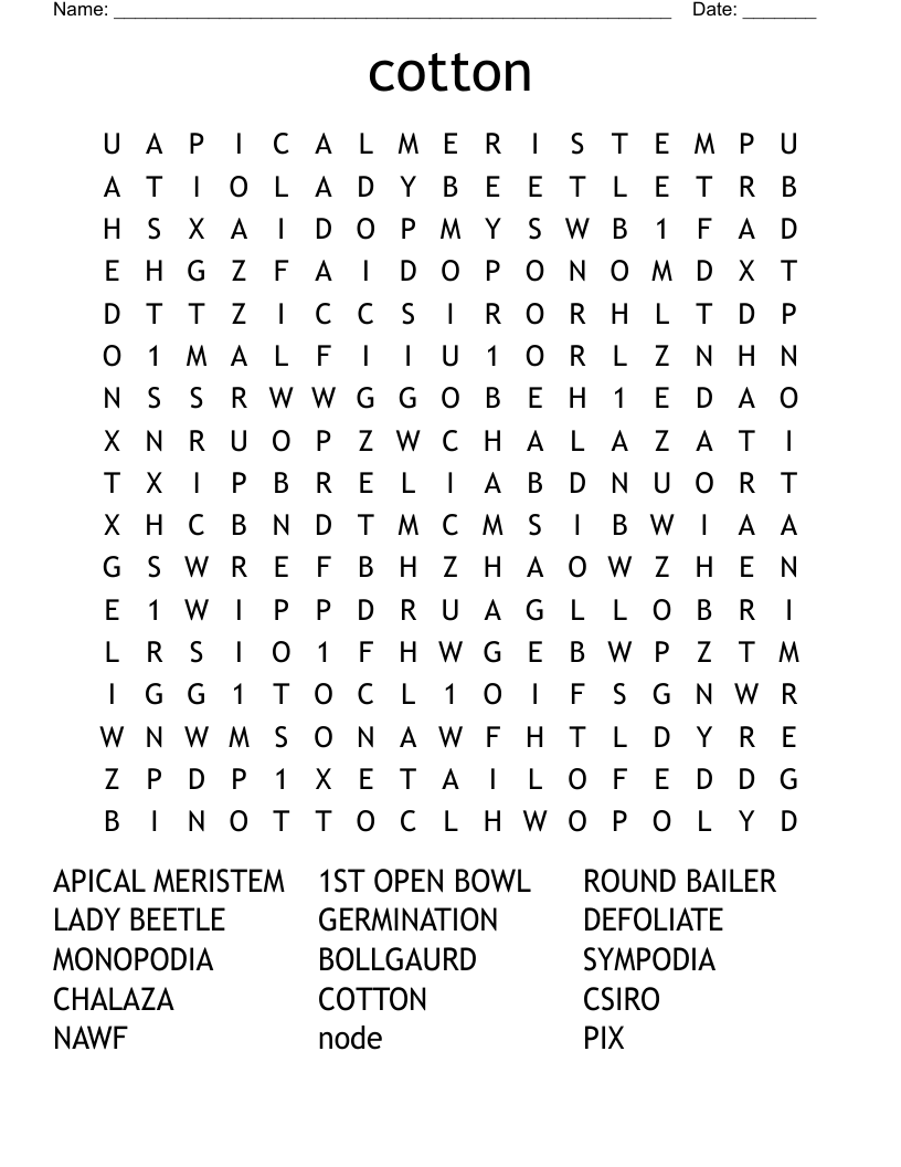 cotton Word Search